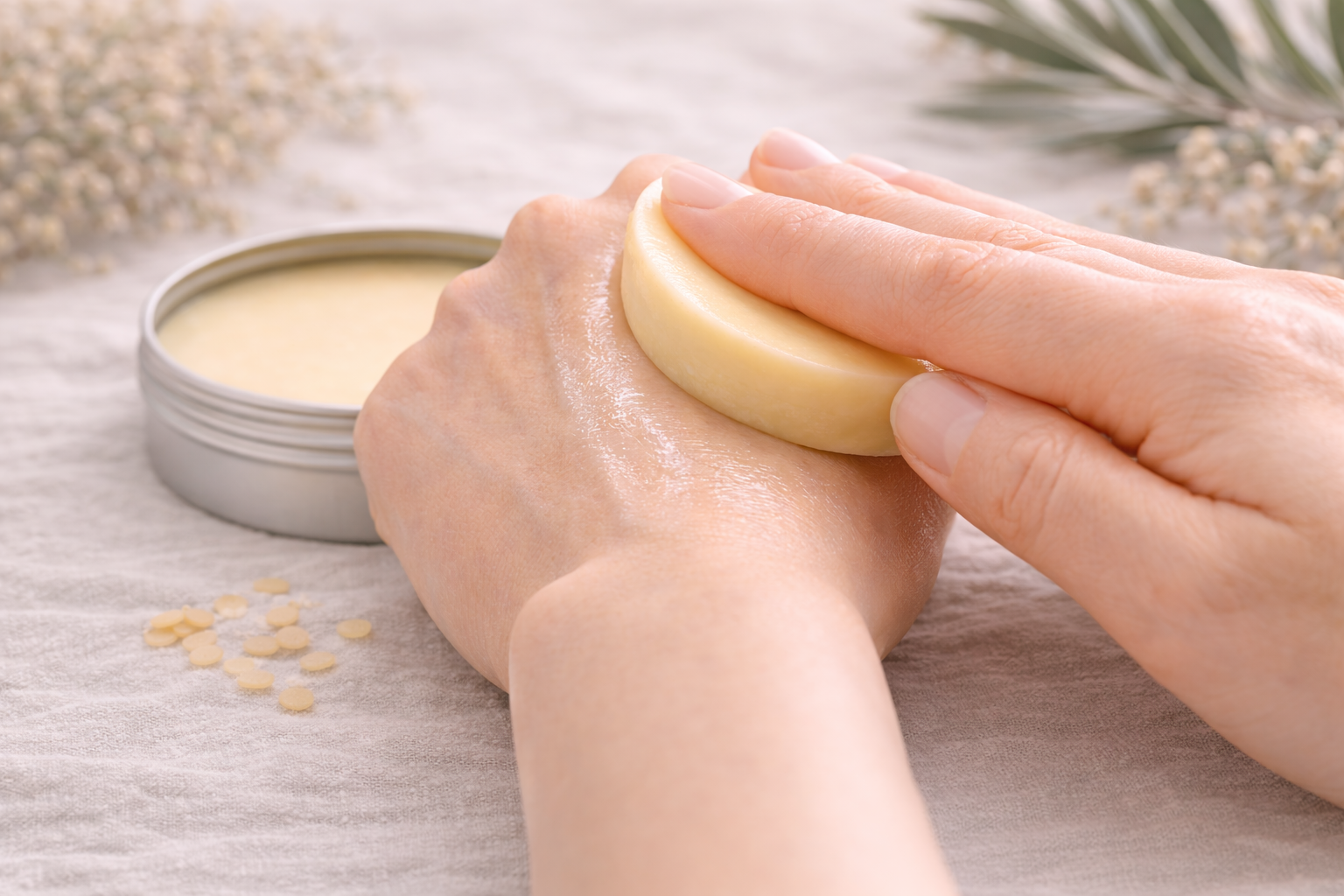 Natürliche feste Handcreme